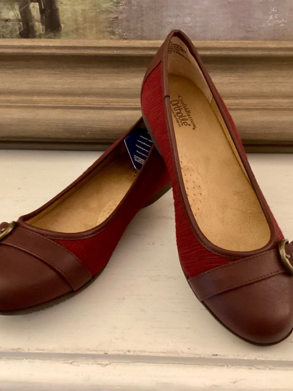 Croft & Barrow Women 8.5 M Wind Red Textile Two Tone Flats Buckle Ortholite NWT - Picture 9 of 9